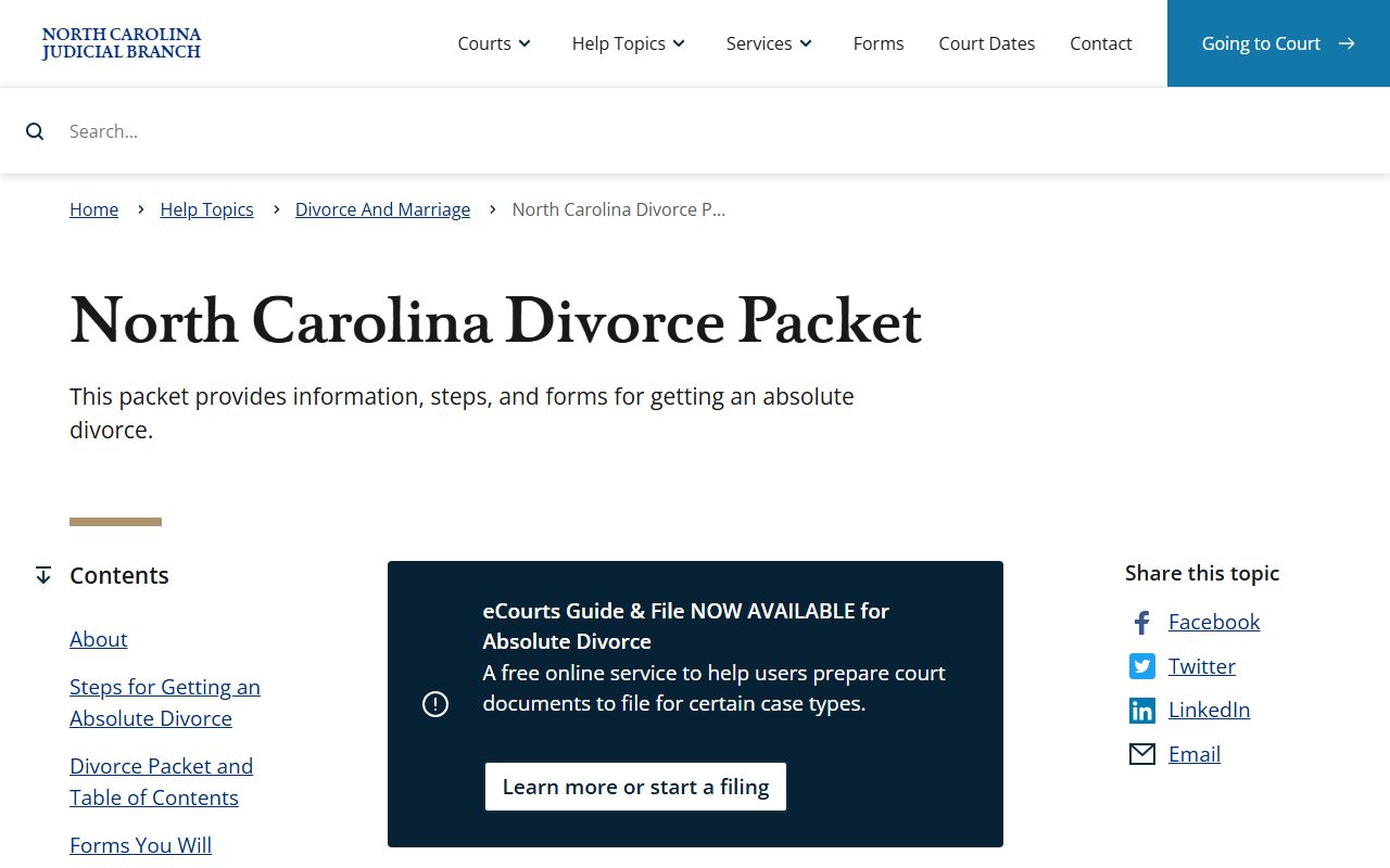 Ashe County clerk of court records divorce packet