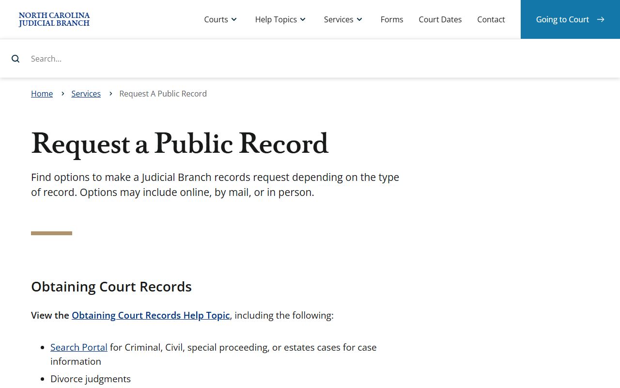 Ashe County court records Judicial Branch request a public record routing page