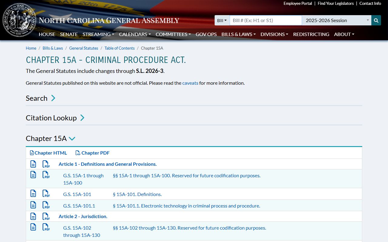 Ashe County criminal court records Chapter 15A criminal procedure statutes