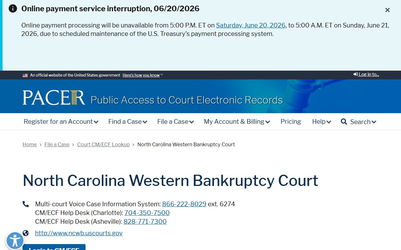 Ashe County district court records PACER bankruptcy lookup