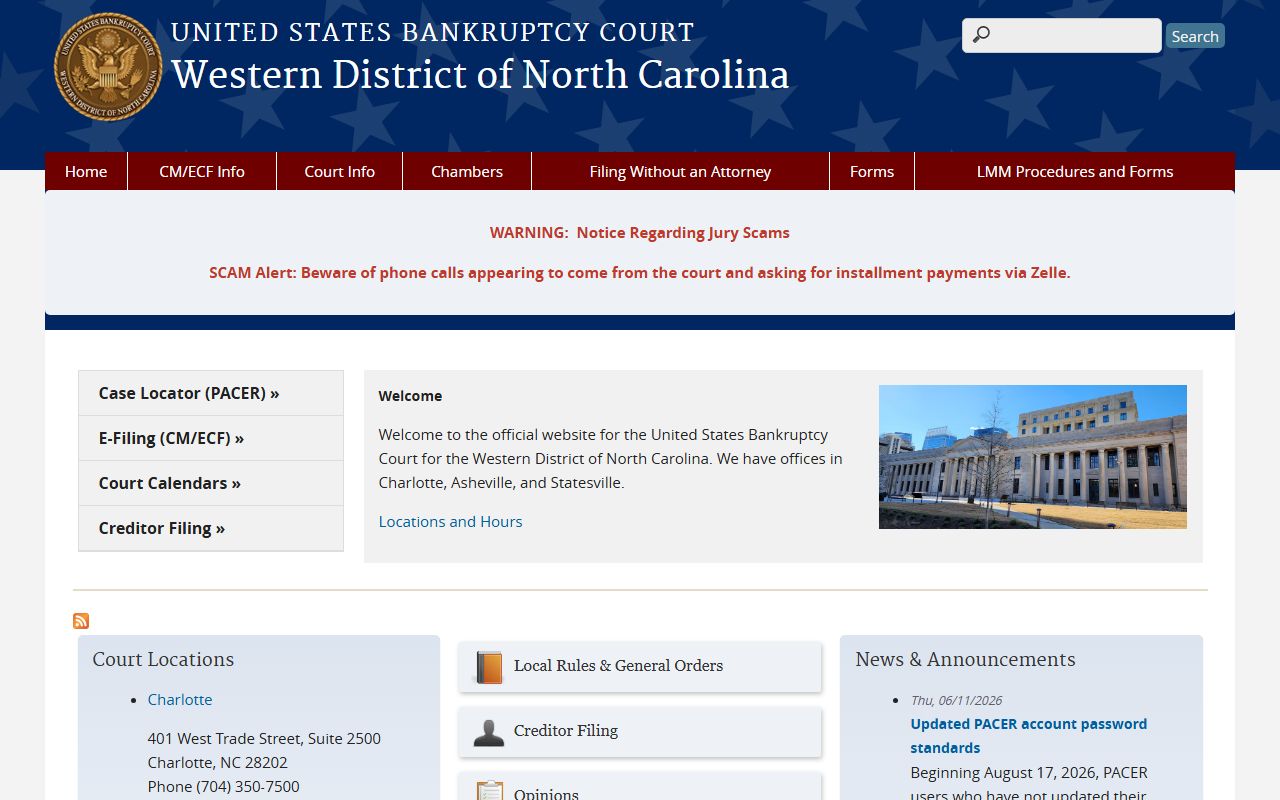 Ashe County district court records U.S. Bankruptcy Court