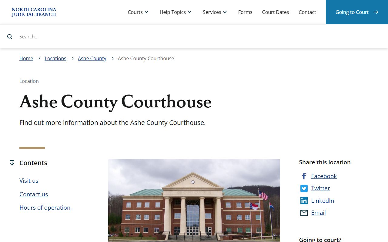 Ashe County court records courthouse contact page