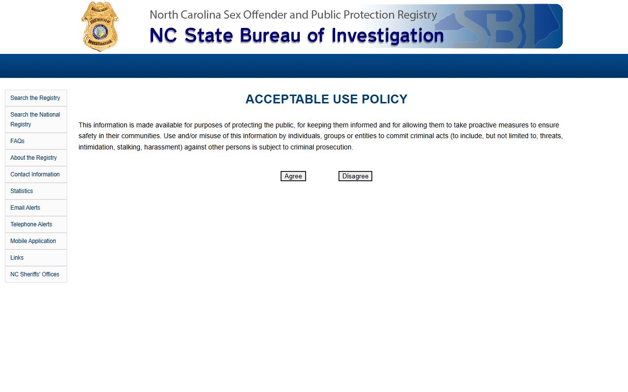 Ashe County inmate records NC SBI sex offender registry