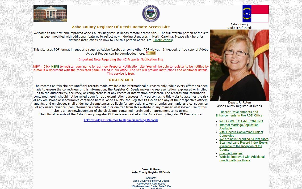 Ashe County probate records land and vital search portal