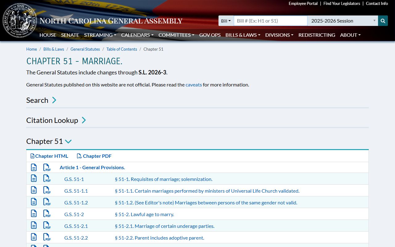 Ashe County probate records Chapter 51 marriage statutes